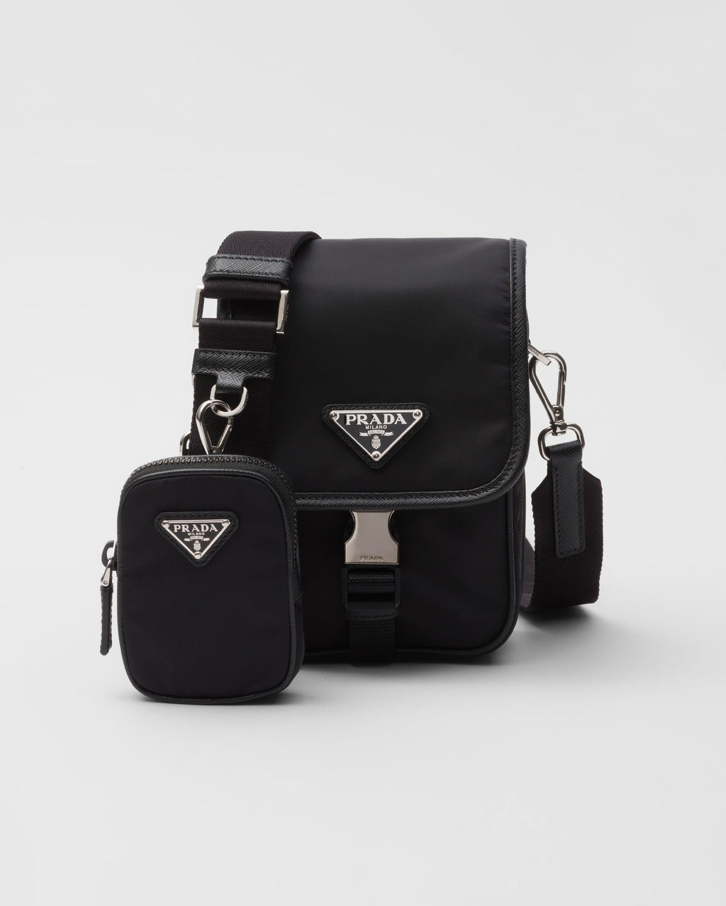 Sac porté épaule en Re-Nylon et cuir Saffiano