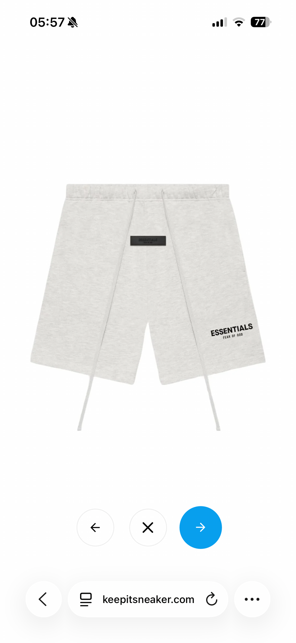 Fear Of God Ensemble Essentiel – Short & T-shirt Gris clair