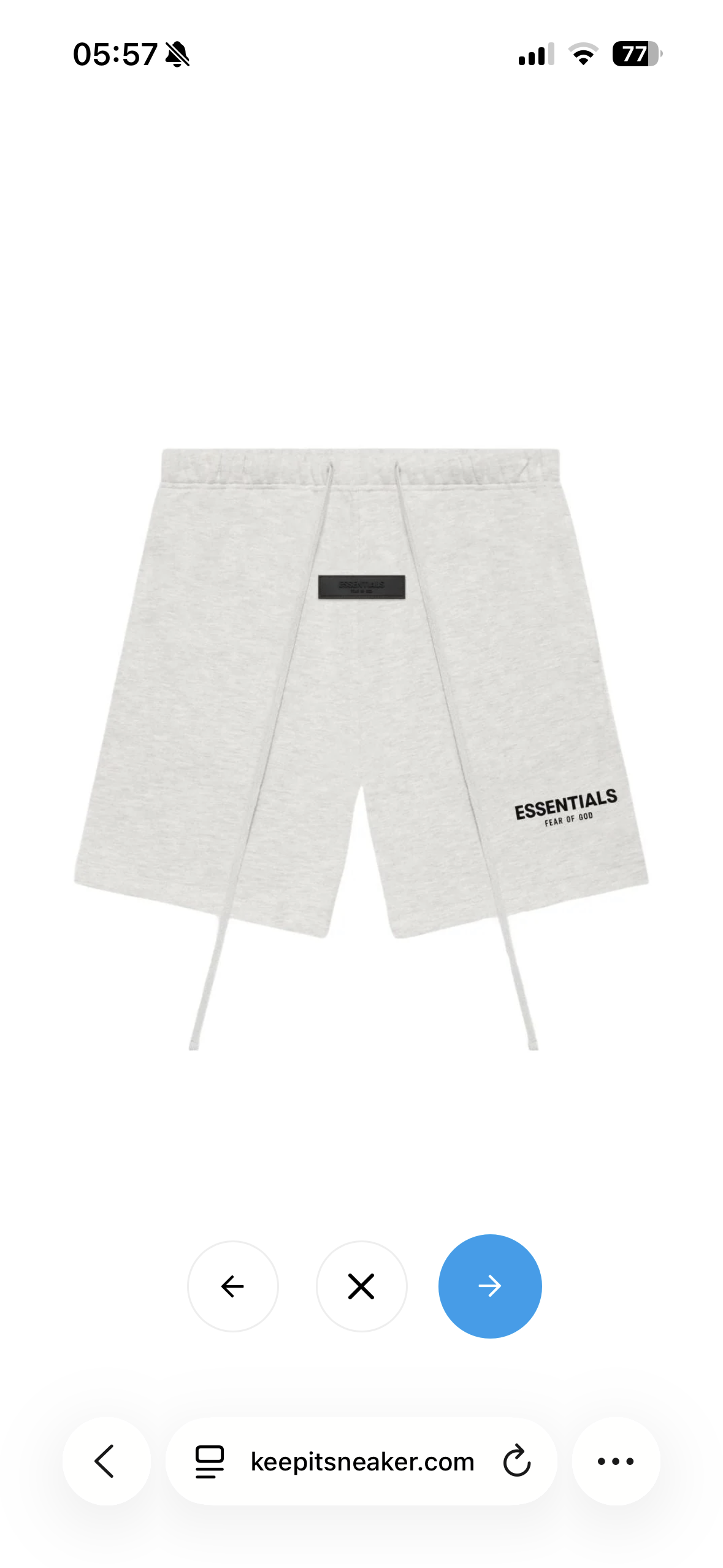 Fear Of God Ensemble Essentiel – Short & T-shirt Gris clair
