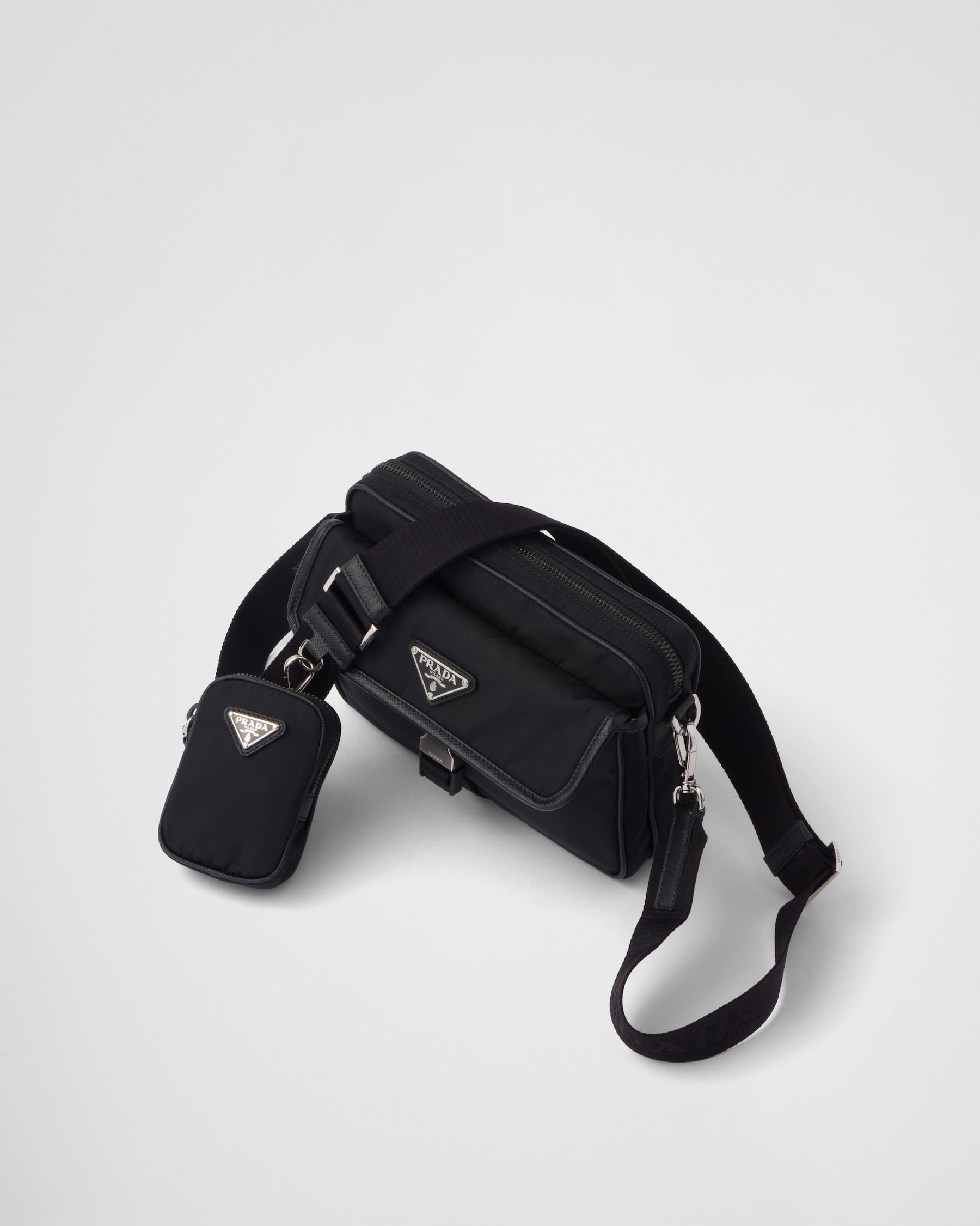 Sac porté épaule en Re-Nylon et cuir Saffiano